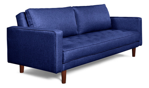 Sofá Cama Salim Makora Beehive De Lino Color Azul