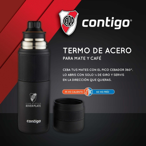 Termo Oficial River Plate 739ml Con Pico Matero 360°