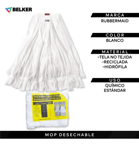Mop Desechable Rubbermaid Blanco 10 Pzas