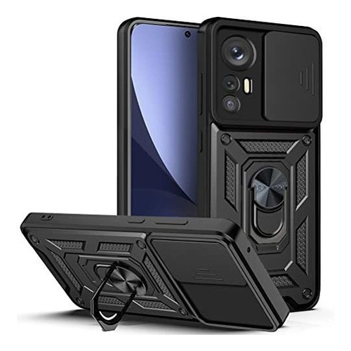 Funda Para Xiaomi 12/12x Anillo Cubre Cam Desliz Negro