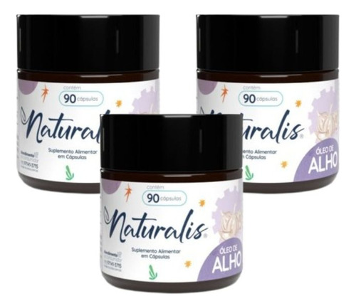 Óleo De Alho Cru Naturalis 90 Cápsulas Kit Com 3 Potes