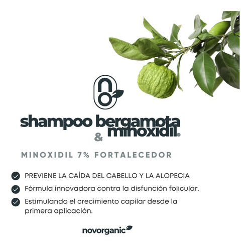 Shampoo Bergamota Minoxidil Alopecia Anticaida Novorganic