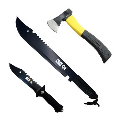 comprar Facão + Faca Militar Tático + Machado Pesca Camping Trilha