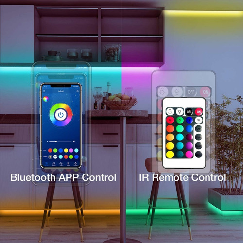 Imagen 4 de 9 de Kit De Luces De Tira Led 10m Control Bluetooth Y Sinc Música