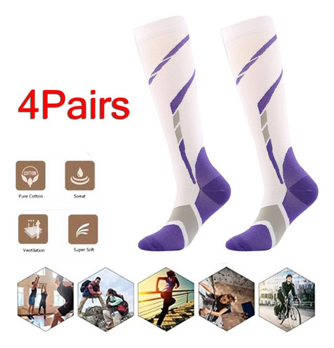 Calcetines De Compresión 4 Pares Running Ciclismo Bicicleta