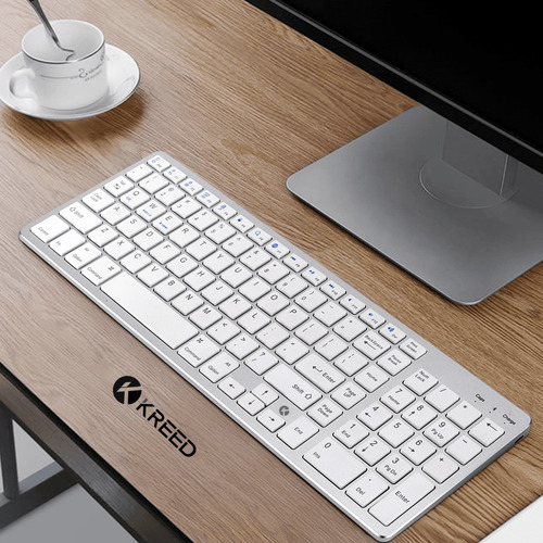 Teclado Inalámbrico Bluetooth Recargable Bk348 Blanco