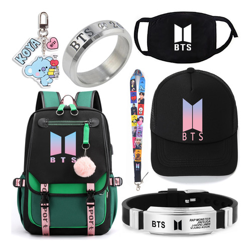 Mochila Bts Para Niñas Adolescentes, Juego De 7 Unidades, Mo