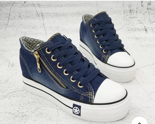 Tenis Plataforma Jeans Feminino Com Ziper - Pronta Entrega | Mercado Livre