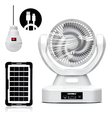 Ventilador Solar Recargable Abanico Portátil Mesa Piso Y Luz | Meses sin  interés