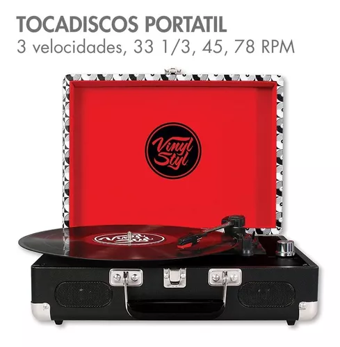 Tornamesa Bocinas Portatil Vintage Tocadiscos Vinyl Acetato