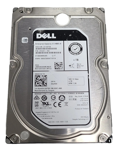 Disco Duro Dell 3.5 St4000nmo295 Dell Sas De 4 Tb, 7.200 (Reacondicionado)