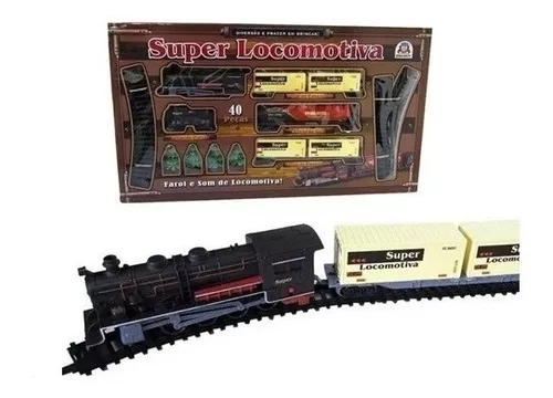 Trem Eletrico Super Locomotiva Trilho de 7 M C/ Luz e Som 8003 - Tem Tem  Digital - Brinquedos e Papelaria, aqui tem!