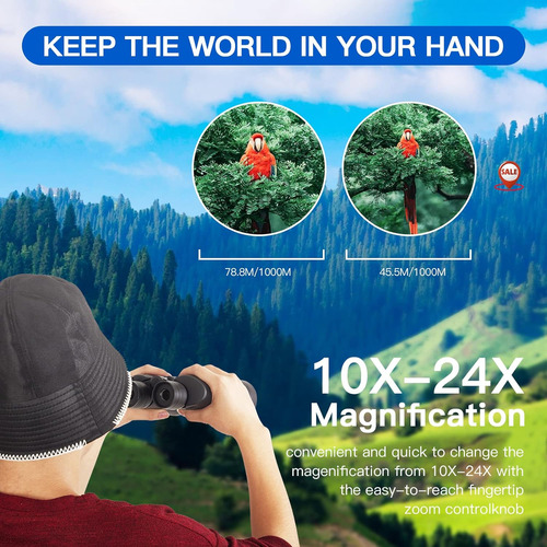 Zoom Binoculars For Adults,10-24x50 Binoculars With Smartpho