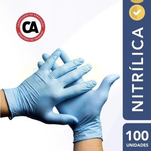 Imagem 5 de 5 de Luvas descartáveis antiderrapantes Volk do Brasil Sensi soft cor azul tamanho GG de nitrilo x 100 unidades