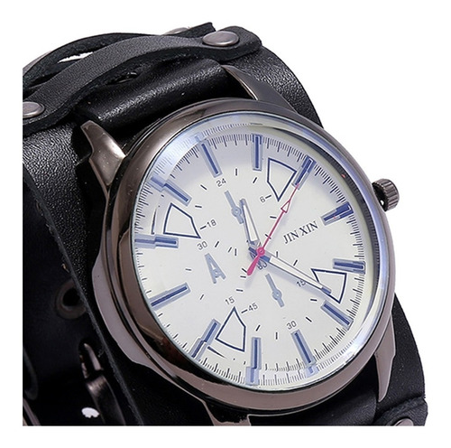 Reloj De Pulsera De Cuero Con Puntero Para Hombre, Brazalete