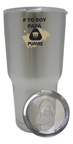 Termo Vaso Térmico Pumas 30 Oz Yo Soy Papá Pumas Od77438 Color Plateado