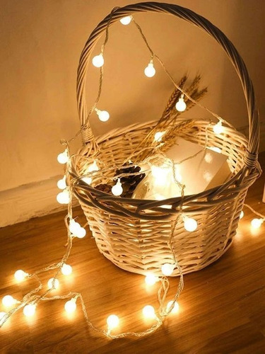 Imagem 2 de 5 de Cordao Pisca Led 40 Bolinhas Branco Quente