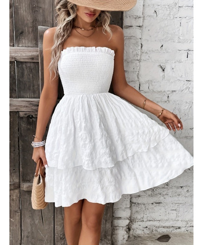 Vestido Casual Delgado Con Vaina De Color Liso Sin Mangas
