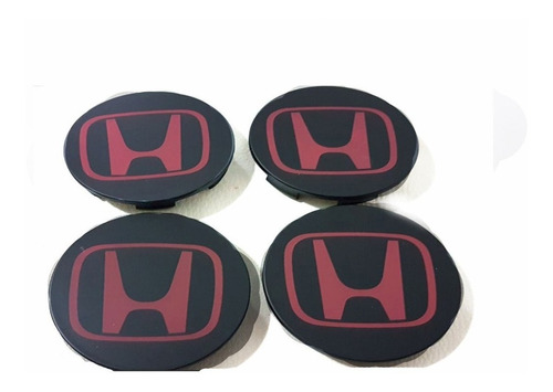 Centros De Llantas Honda Civic Exs Lxs Color Negro Logo Rojo