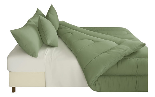 Acolchado 2 Plaza Y Media Reversible 2 Tonos 220x230 Premium Malva Lisa