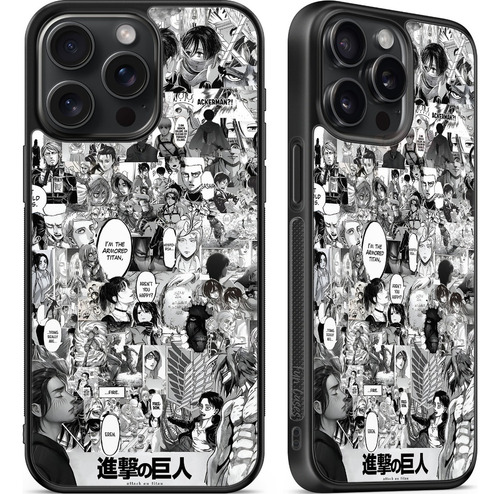 Funda Attack On Titan Eren Mikasa Levi Ackerman Armin Hange Negro Motorola G55