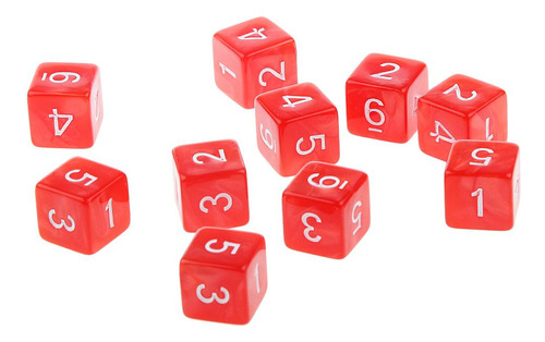 10x De Dados De Juguete De Dados Poliédricos De 6 Rojo Rojo