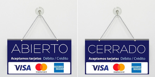 Letrero Abierto Cerrado Aceptamos Tarjetas Visa Mastercard A