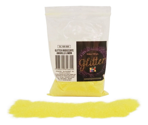 Glitter Gibre Givre Purpurina 100g Amarillo Limon Iridis Color Amarillo Limon Iridiscente