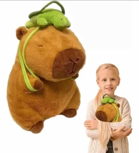 Capibara Peluche Juguete Con Mochila De Tortuga