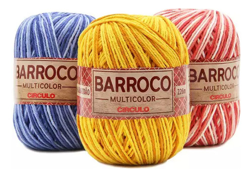 12 Novelos Barbante Barroco Multicolor 6 Crochê 200g