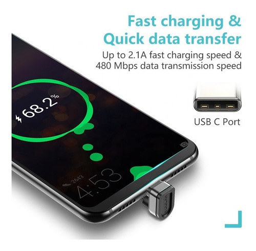 Imagen 4 de 10 de Cable Usb Forma U 180° Gaming Pro Carga Rápida Tipo C