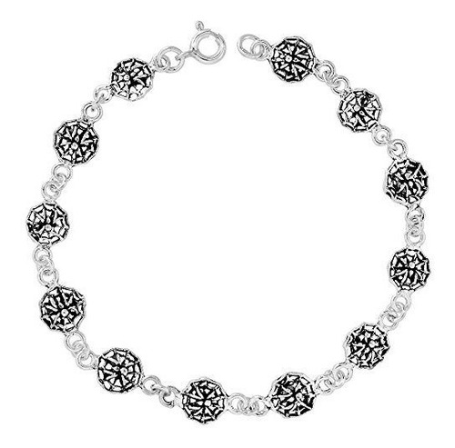 Ra De Dije - Dainty Sterling Silver Spider And Web Bracelet 