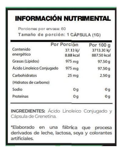 Cla Acido Linoleico Conjugado 60 Capsulas Nd Evolution