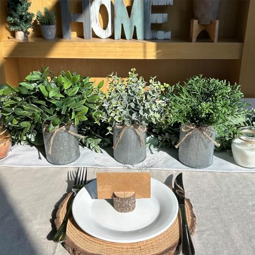 Paquete De 3 Mini Plantas Artificiales En Macetas Rústicas