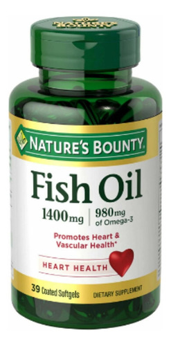 Omega 3 Fish Oil Super Concentrado 1400mg X 39 Cap Sabor Sin Sabor