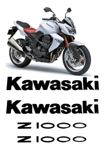 Kit Adesivos Lateral Compativel Kawasaki Z1000 Preto Re35