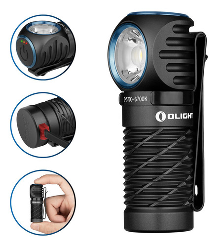 Linterna táctica Olight Perun 2 mini, 1100 lúmenes EDC, color: negro, color de la luz LED: blanco