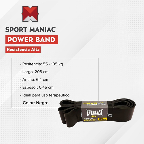 Imagen 2 de 3 de Power Band Dominadas Resistencia Alta Everlast Oficial Box