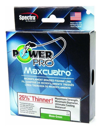 Powerpro Maxcuatro Spectra Moss Linea Trenzada Verde