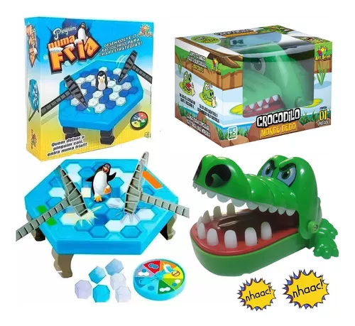 Kit Jogo Pinguim Quebra Gelo + Jogo Croc Croc Crocodilo Dentista