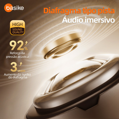 Fone De Ouvido Sem Fio Basike Bluetooth5.4 Ows Com Tela Lcd