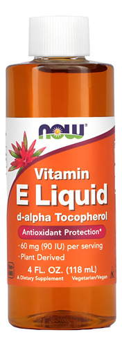 Vitamina E Now Foods 118ml D-alpha Tocoferol Importado