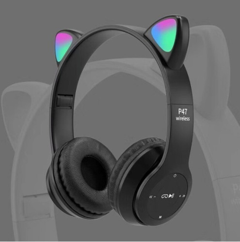 Audífonos Inalámbrico Rgb Bluetooth Oreja De Gatos Micrófono