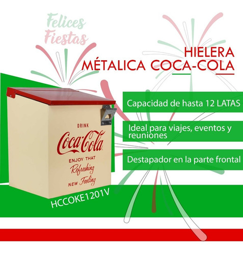 Imagen 1 de 7 de Hielera Metálica Coca-cola Dace Hccoke1201v