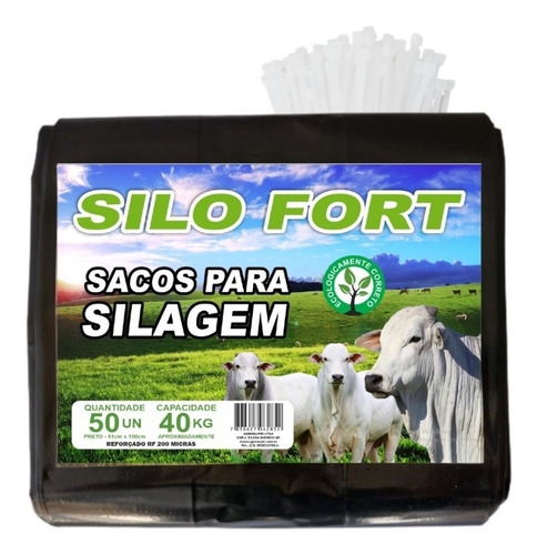 Imagem 1 de 9 de Sacos Para Silagem Prt 51x100 200 Micra 300un C/abraçadeiras