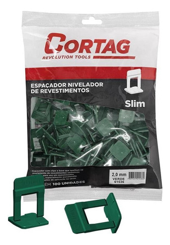 Nivelador Piso Base Slim 2,0mm C/100un Verde Cortag