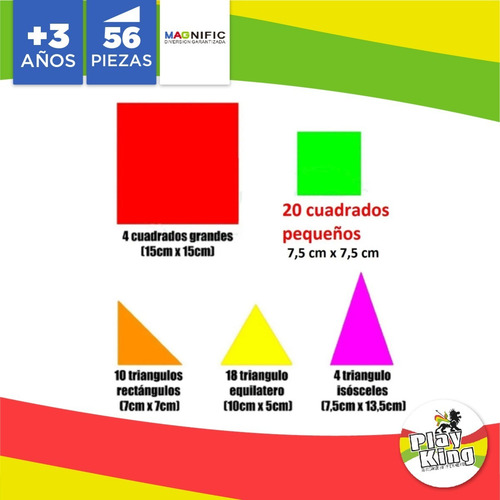 Imagen 2 de 10 de Magnific Bloques Magneticos Con Imanes 56 Piezas Playking