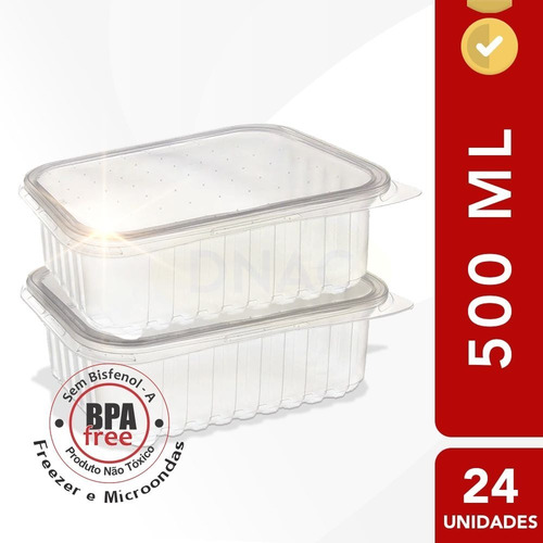 Pote Prafesta 500ml Freezer Microondas Marmita -24un