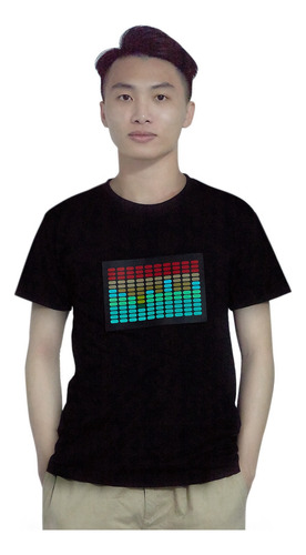 Camiseta Led H2men Activada Por Sonido Disco Equ Con Luz Int