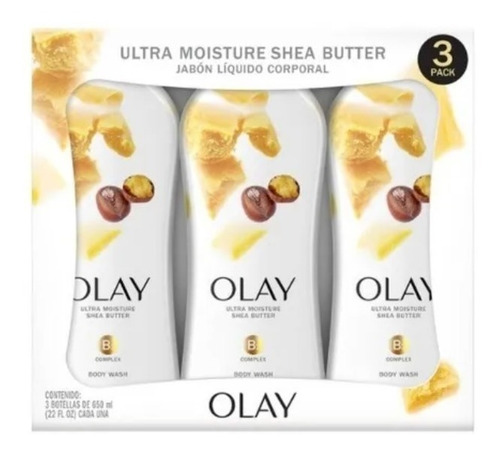 Imagen 1 de 2 de Jabon Liquido Corporal Olay Shea Butter 3 Pack 650 Ml C/u